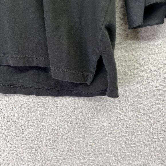 ATM Top Medium Ruffled 3/4 Sleeve Round Neck Black Jersey Blouse Career Minimal - Picture 6 of 13